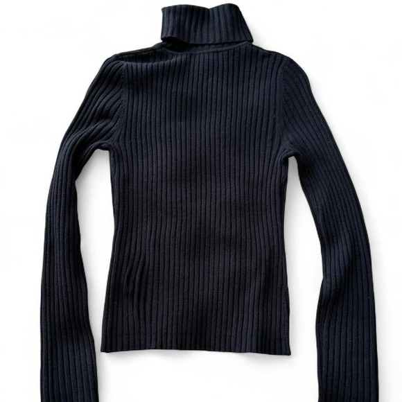 Vintage 90's Black Ribbed Turtleneck Sweater - Picture 4 of 8